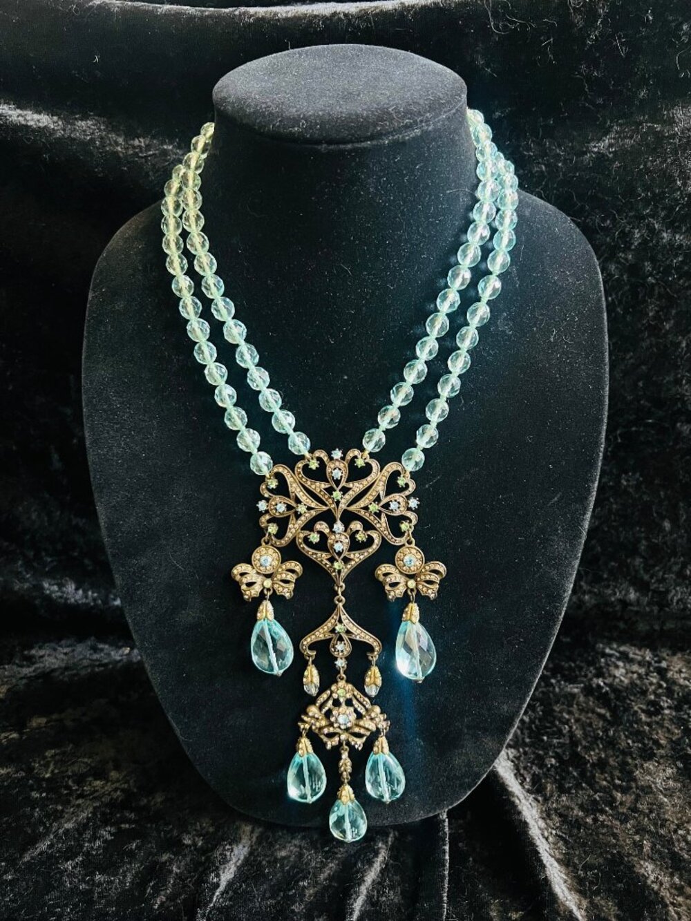 Heidi Daus Vintage Statement Necklace w/Drop Crystal Pendant